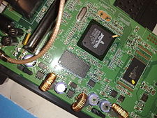 Linksys WRT54GL version 1.1 Close-up of the circuit board