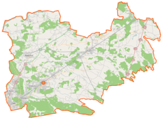 Mapa konturowa powiatu wołomińskiego, blisko centrum po lewej na dole znajduje się punkt z opisem „Lipiny B”