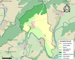 Carte en couleurs présentant l'occupation des sols.