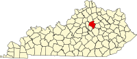 Map of Kentaki highlighting Fayette County