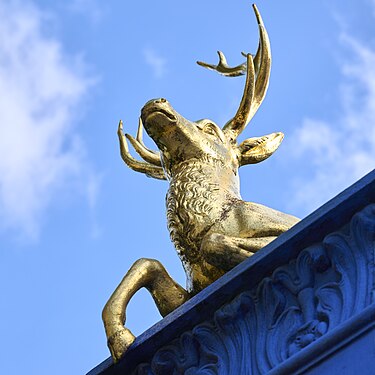 Golden stag at the Blå Porten (Blue Gate), Djurgården, Stockholm, Sweden