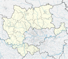 Mapa konturowa powiatu krakowskiego, na dole po lewej znajduje się punkt z opisem „Bór”