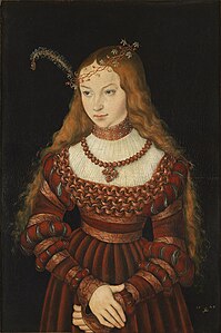 Lucas Cranach d.Ä. - Bildnis der Prinzessin Sibylle von Cleve (1526, Klassik Stiftung Weimar)