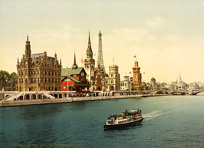 Rue des Nations. From left to right: Pavilions of Belgium, Norway, Germany, Spain, Monaco, Sweden, Greece and Serbia.