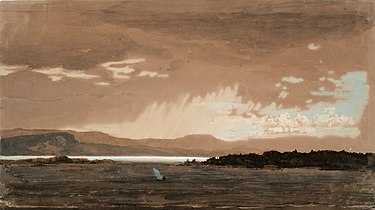 Rain at a Fjord Near Kristiania, 1858, watercolor