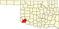 Map of Oklahoma highlighting Jackson County