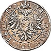 Freie Reichsstadt Augsburg, Guldentaler 1560, Vs.: Stadtpyr, Rs.: Doppeladler, Titel Kaiser Ferdinands I.[77]