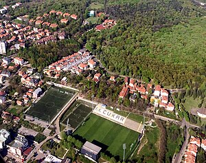 Das Stadion und das Trainingsgelände aus der Vogelperspektive