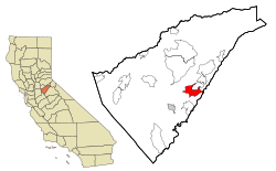 Location in Calaveras County and the state of California