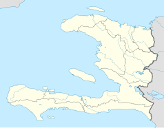 Mapa konturowa Haiti, na dole po prawej znajduje się punkt z opisem „Stade Sylvio Cator”