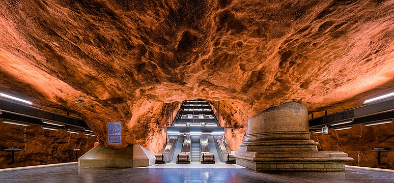 Rådhuset (courthouse) underground metro station in Kungsholmen, Stockholm.