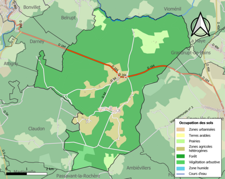 Carte en couleurs présentant l'occupation des sols.