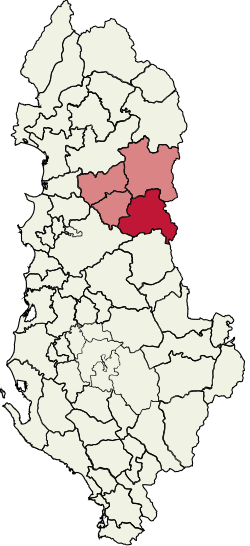 Bulqizë kommune innafor regionen Dibër