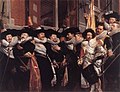 Haarlem's Civic Guard (the one bearing the flag of St. Adrian) portrait by Hendrik Gerritsz Pot in 1630 on what is now library steps. It once hung in the study hall.