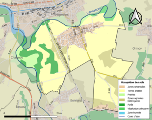 Carte en couleurs présentant l'occupation des sols.