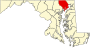 Mapa de Maryland destacant el Comtat de Harford