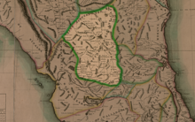 Mapa con algunas provincias de la Nueva España a finales de la colonia (1819).