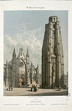 La basilique avec le clocher décapité vers 1853.