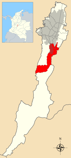 Location of the locality in the Capital District of Bogotá