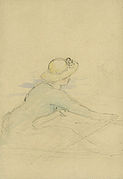 A girl in a rowing boat, pencil, ink and watercolour, Pierre-Auguste Renoir, 1870s