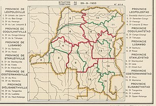 1933 provinces and districts. Congo-Ubangi in the northwest.