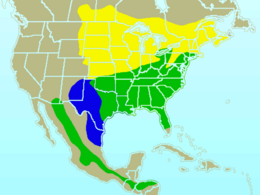 Distribución Mariellu = branu solamente Azul = iviernu solamente Verde = tol añu