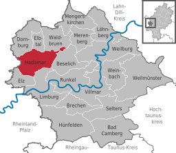 Läget för Hadamar i Landkreis Limburg-Weilburg