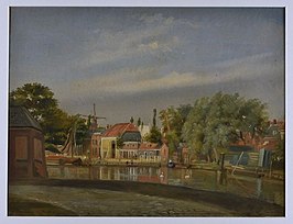 Het Strooveer in 1859 gezien vanaf de overzijde van de Rotte