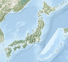 Mapa konturowa Japonii, na dole nieco na lewo znajduje się punkt z opisem „Quasi-Park Narodowy Kōya-Ryūjin”