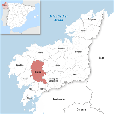 Die Lage des Gerichtsbezirk Negreira in der Provinz A Coruña