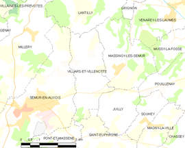 Mapa obce Villars-et-Villenotte