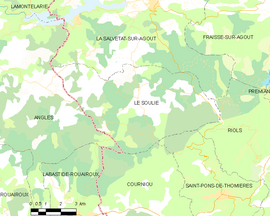 Mapa obce Le Soulié