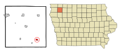 Location of Sutherland, Iowa