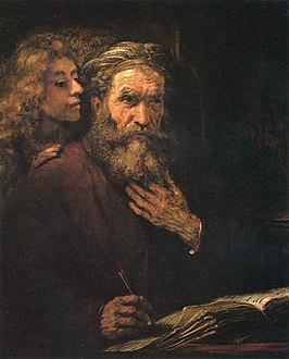 De evangelist Matteüs en de engel door Rembrandt van Rijn, 1661