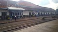 The Karawang station building seen from the Walahar Express train (2019)