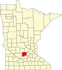 Map of Minnesota highlighting McLeod County