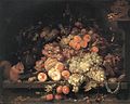 Abraham Mignon, Fruitstilleven met eekhoorn en putter