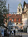 Bremgartenstrasse in Dietikon and St. Agatha Kirche in the background