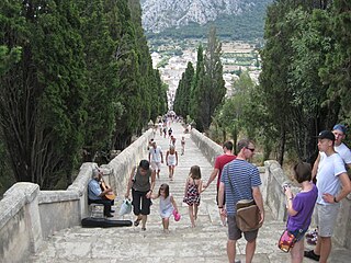 The 365 Calvari Steps in Pollensa from the town to the church.