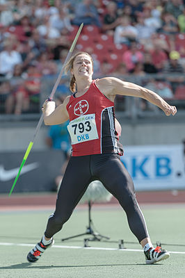 Katharina Molitor in actie tijdens de Duitse kampioenschappen in 2015.