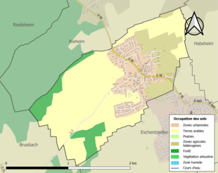 Carte en couleurs présentant l'occupation des sols.