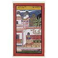 2 Halsbandsittiche im Flug oben rechts Gunakali ragini, Ragamala, Bundi, Rajasthan, ca 1660