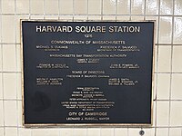 1985 dedication plaque for the new station, which had opened in 1983