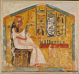 Nefertari speel die bordspeletjie senet. Grafkelder van Nefertari Koördinate: 25°43′40.3″N 32°35′33.4″O﻿ / ﻿25.727861°N 32.592611°O﻿ / 25.727861; 32.592611