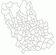 Mapa konturowa okręgu Prahova, u góry znajduje się punkt z opisem „Chiciureni”