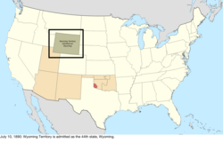 Map of the change to the United States in central North America on July 10, 1890