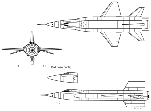 North American X-15 showing full-chord rudders on fixed dorsal and ventral stabilizers