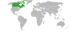 Mapa indicando localização do Canadá e do Reino Unido.