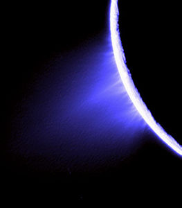 A false-color Cassini image of the jets