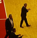 Gregor Beugnot (entraineur), Yves Duvernois (directeur sportif) et Thierry Authier de l'Élan Chalon en 2011 lors du match de Pro A entre Chalon et Le Mans